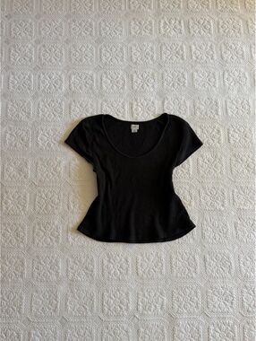 BDG Women's Black Short Sleeve Ribbed Knit Top Size Large